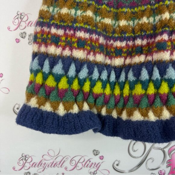 Skirt thick knitted Knit Aztec stripes boho warm winter crochet yarn - Picture 4 of 6